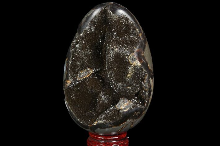 Septarian Dragon Egg Geode - Black Crystals #98874